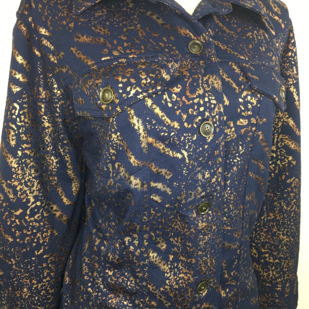 Plus Navy and Copper Animal Print Light Jacket